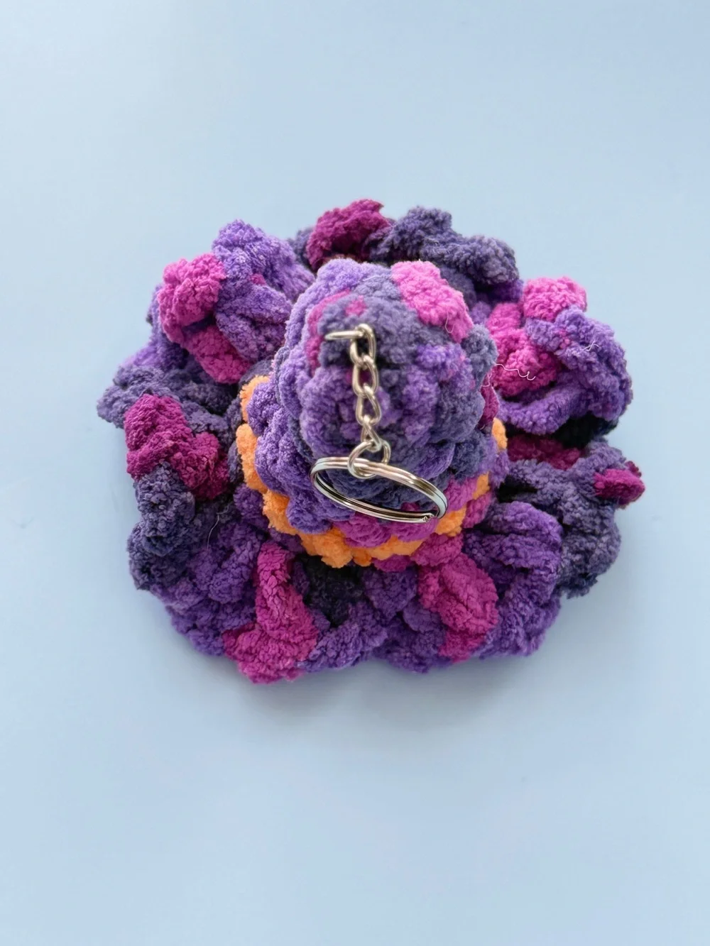 Handmade Crochet Witch Hat Keychain –     Variegated Midnight Purple and Orange